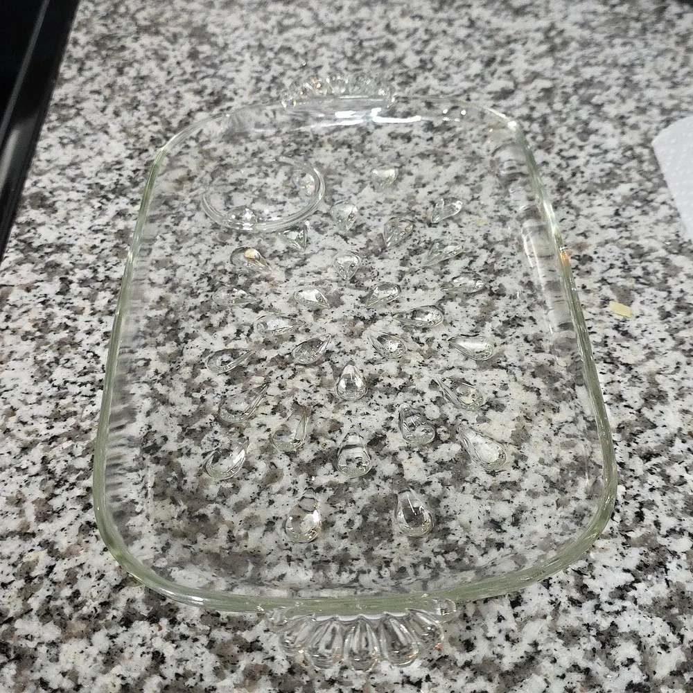 Antique Teardrop Glass Tray For Dining Or Vanity - Picture 8 of 11
